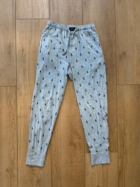 Polo by Ralph Lauren Light Gray Joggers with Navy Polo Mens Small used condition